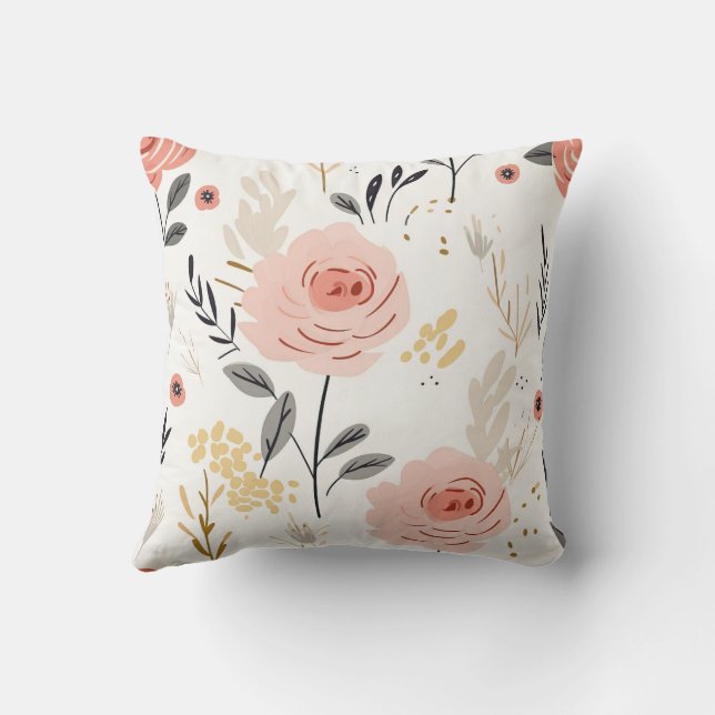 Leuke Boho Rozen Pattern Kussen (Achterkant)