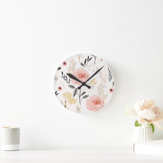 Leuke Boho Rozen Pattern Ronde Klok (Huis)