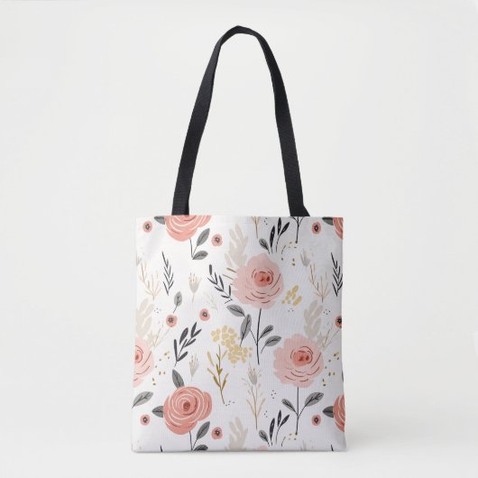 Leuke Boho Rozen Pattern Tote Bag (Voorkant)