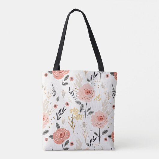 Leuke Boho Rozen Pattern Tote Bag (Achterkant)