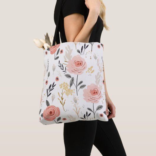 Leuke Boho Rozen Pattern Tote Bag (Dichtbij)