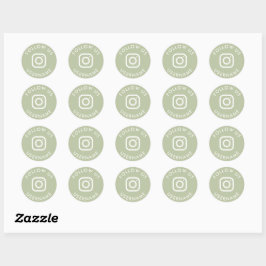 Leuke Boho Sage Green Custom Instagram Social Medi Ronde Sticker