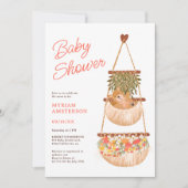 Leuke boho teddybeer genderneutraal baby shower kaart (Voorkant)