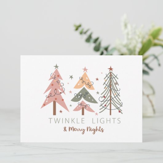 Leuke Boho Vrolijke Nachten Kerst Kaart (Staand voorkant)