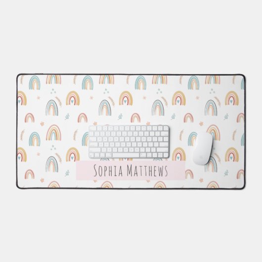 Leuke Boho Waterverf regenboogpatroon Bureaumat (Keyboard & Muis)