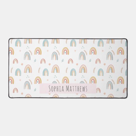 Leuke Boho Waterverf regenboogpatroon Bureaumat (Voorkant)