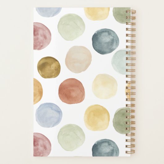 Leuke Bold Moderne Waterverf Polka Dot Monogram Planner (Achterkant)