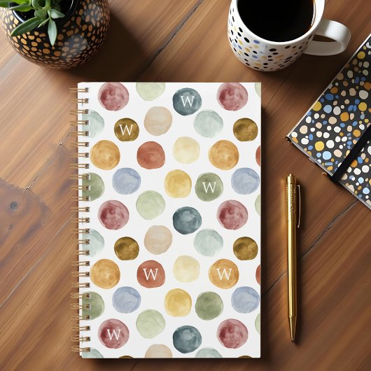 Leuke Bold Moderne Waterverf Polka Dot Monogram Planner
