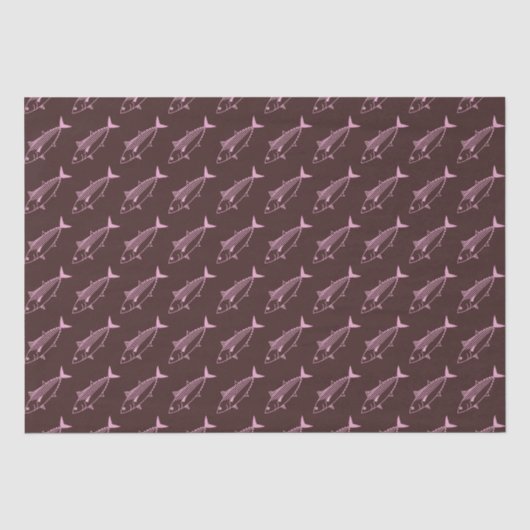 Leuke Bonito Vis in Pastel Roze op Deep Maroon Tissuepapier (Voorkant)