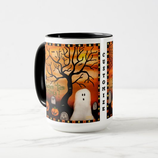 Leuke Boo Ghost Graveyard Spider  Mok (Voorkant links)