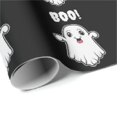 Leuke Boo Ghost Halloween Patroon Zwart en Wit Cadeaupapier (Rol Hoek)