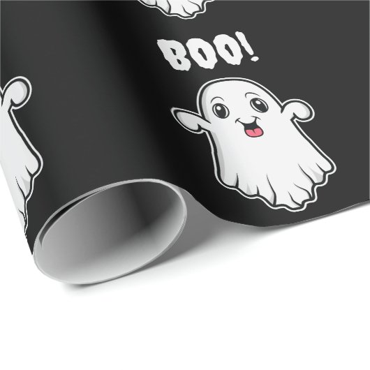 Leuke Boo Ghost Halloween Patroon Zwart en Wit Cadeaupapier (Rol Hoek)
