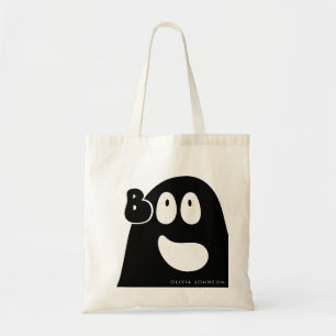 Leuke Boo Ghost Halloween Thema Zwart Tote Bag