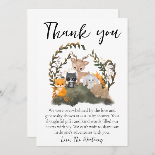 Leuke boodschap baby shower dank je kaarten (Voorkant / Achterkant)