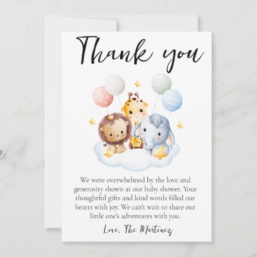 Leuke boodschap baby shower dank je kaarten (Voorkant)