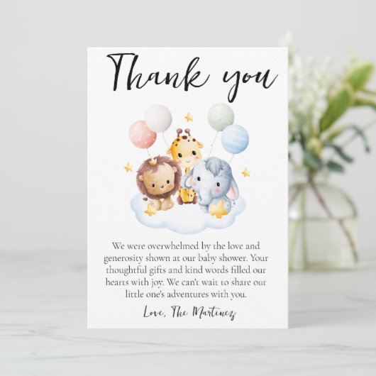 Leuke boodschap baby shower dank je kaarten (Staand voorkant)