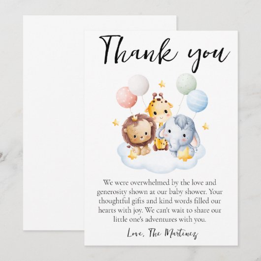 Leuke boodschap baby shower dank je kaarten (Voorkant / Achterkant)