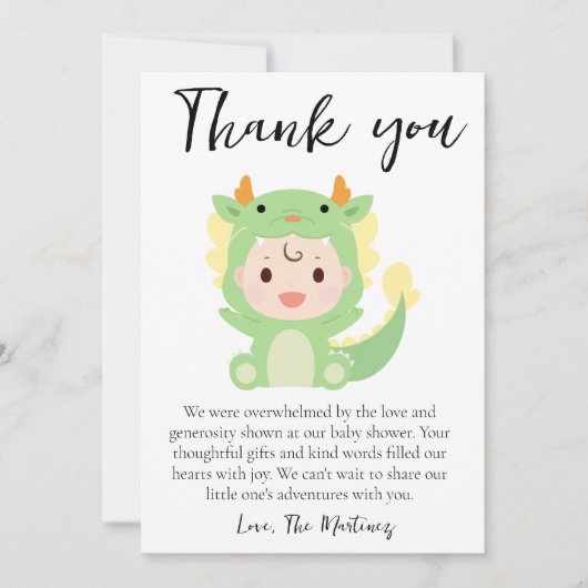 Leuke boodschap baby shower dank je kaarten (Voorkant)