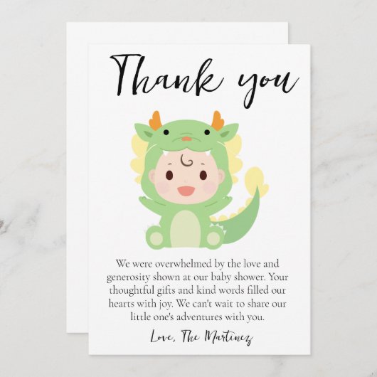 Leuke boodschap baby shower dank je kaarten (Voorkant / Achterkant)