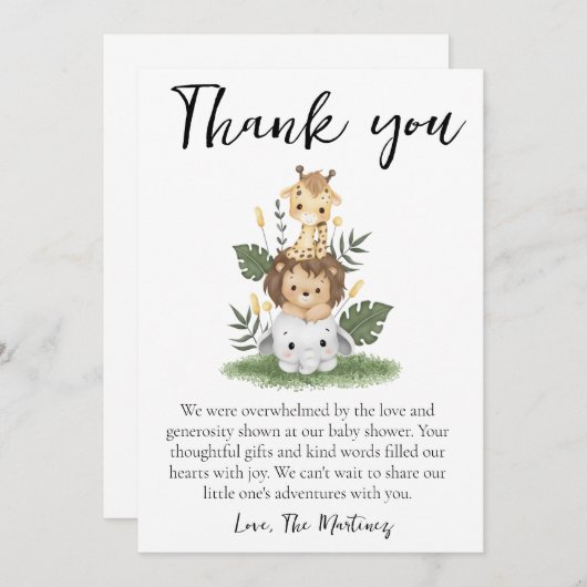 Leuke boodschap baby shower dank je kaarten (Voorkant / Achterkant)