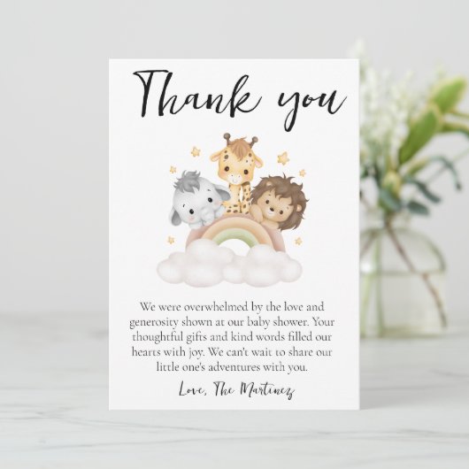 Leuke boodschap baby shower dank je kaarten (Staand voorkant)