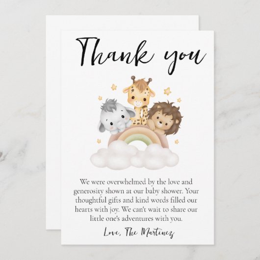 Leuke boodschap baby shower dank je kaarten (Voorkant / Achterkant)