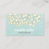 Leuke boom bladeren licht turquoise linnen look visitekaartje (Voorkant)