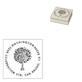 Leuke boom familienaam rond retour adres rubberstempel (Gestempeld)