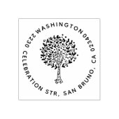 Leuke boom familienaam rond retour adres rubberstempel (Afrduk)