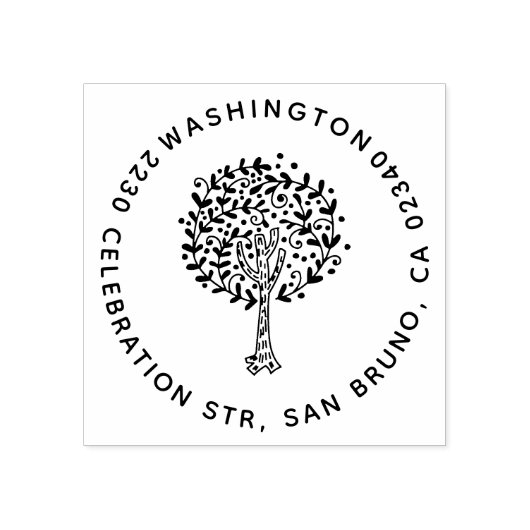 Leuke boom familienaam rond retour adres rubberstempel (Afrduk)