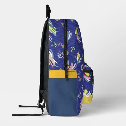 Leuke Boot Blauwe Print Gesneden Naaizak Bedrukte Rugzak