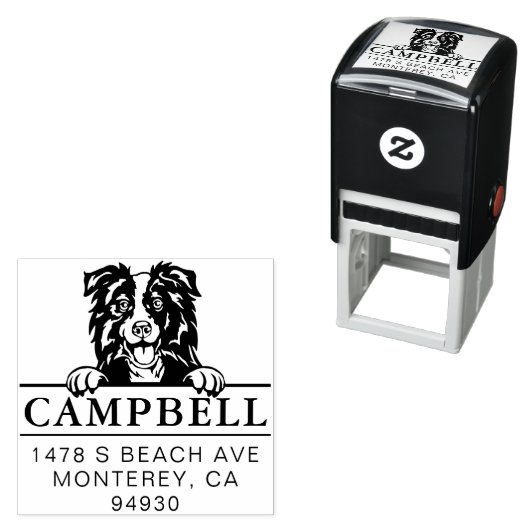 Leuke Border Collie Aangepaste Hond Adres Stempel (In situ)