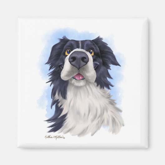 Leuke Border Collie Cartoon  Magneet (Voorkant)