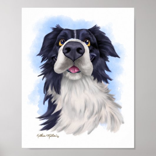 Leuke Border Collie Cartoon Poster (Voorkant)