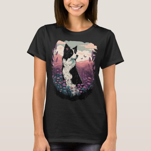 Leuke Border Collie Hond op Border Collie T-shirt (Voorkant)