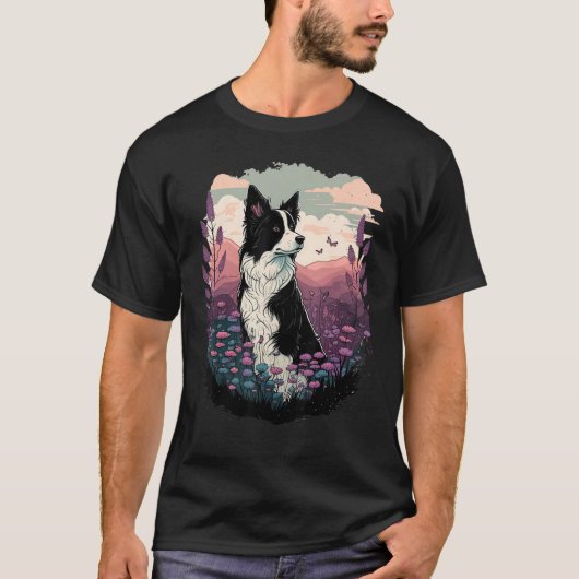 Leuke Border Collie Hond op Border Collie T-shirt (Voorkant)