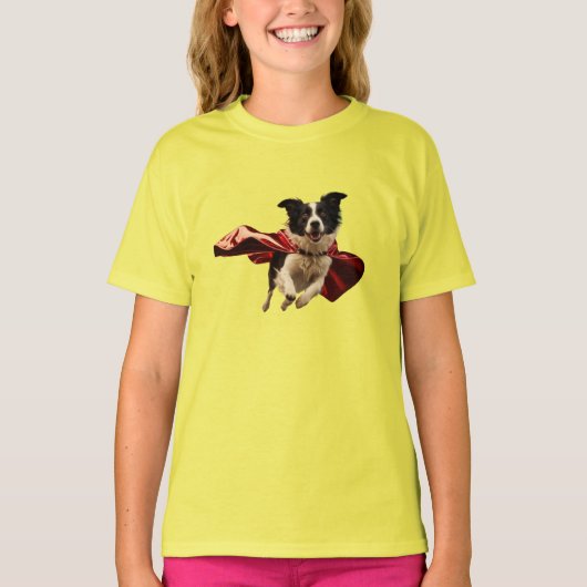 Leuke Border Collie Superhelden T-shirt voor Kinde (Voorkant)