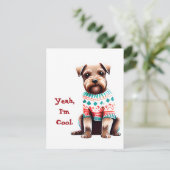 Leuke Border Terrier in Ugly Sweater Christmas Kaa Feestdagenkaart (Staand voorkant)