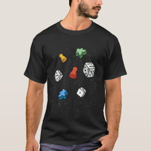 Leuke bordspelfiguren op sterren, dobbelstenen, me t-shirt
