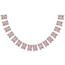 Leuke borst vrouw bunting vlaggen