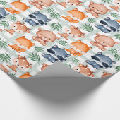 Leuke Bos Dierlijke Munt & Wit geruit Cadeaupapier (Hoek)