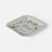 Leuke bosdieren blauw Baby shower papier Bord (Gebogen)