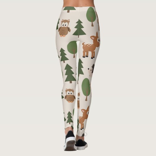 Leuke bosdieren bos natuur patroon leggings (Achterkant)