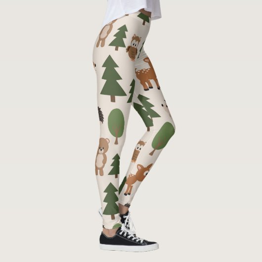 Leuke bosdieren bos natuur patroon leggings (Rechts)