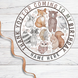Leuke bosdieren dank je feest ronde sticker