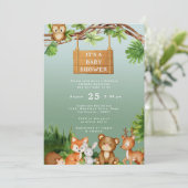 Leuke bosdieren gepersonaliseerd Baby shower Kaart (Staand voorkant)