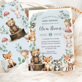 Leuke bosdieren groen blauw Baby shower Kaart