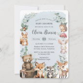 Leuke bosdieren groen blauw Baby shower Kaart (Voorkant)