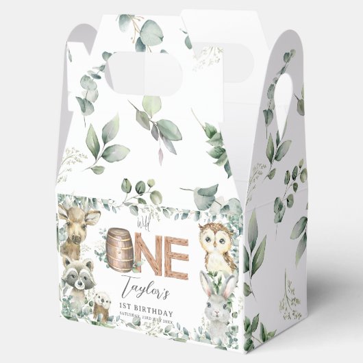 Leuke bosdieren groen jongen Baby shower Bedankdoosjes (Geopend)