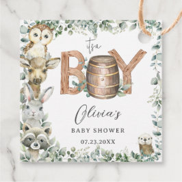 Leuke bosdieren groen jongen Baby shower Bedankjes Labels